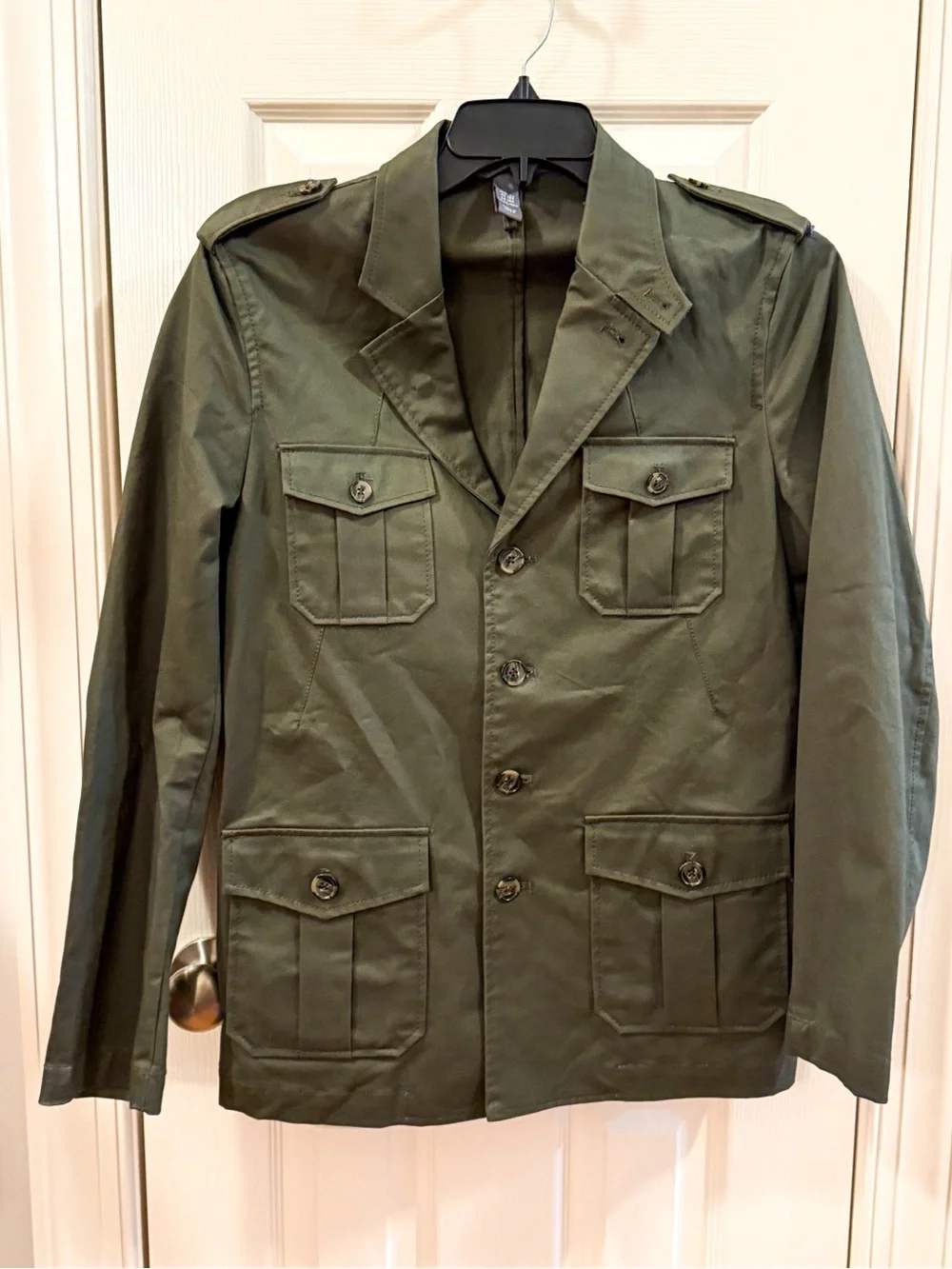 H&M Men’s Olive Green Military Field Safari Jacket 38R EU 48 Utility Coat